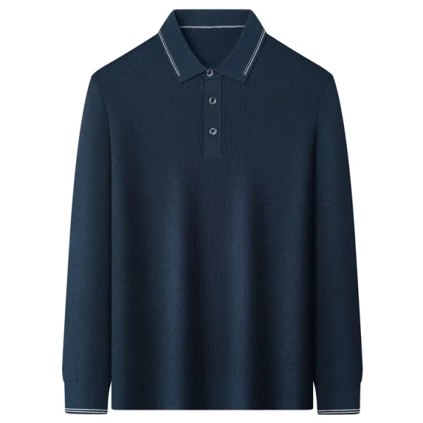 Warm knit long-sleeved cardigan, daily commute pullover sweater, and solid-colored business casual men's polo shirt. - Image 24