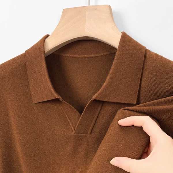 Men's cashmere pullover sweater with V-neck, business casual polo, and wool for warmth.Superior men's apparel - Image 2