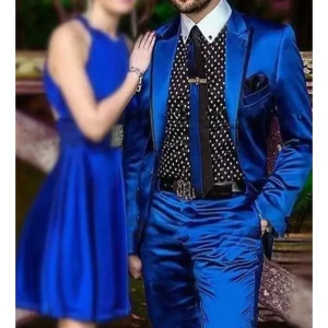Terno Blazer Homme Men's Chic Two-Piece Jacket and Pants with Peak Lapel, Single Breast, and Flat Front in Royal Blue