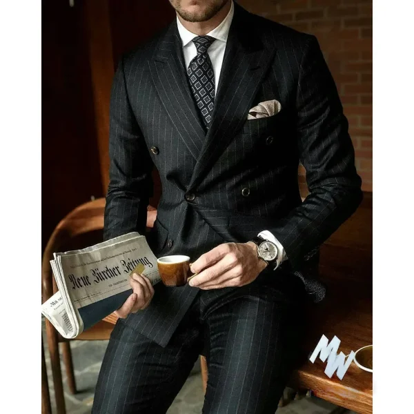 Exquisite Men's Clothing Terno: Regular Length Double Breasted Peak Lapel Flat Front Two-Piece Jackets - Image 4