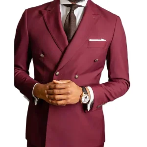 Elegant Wedding Groomsmen Outfits with Luxurious Men's Suits Premium Two-Piece Jacket and Pant Sets with Double Breasted Peak Lapel Slim Fit