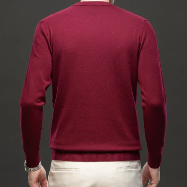 Men's business casual sweater with an O-neck, cozy long sleeves, and solid colors for fall and winter. - Image 3