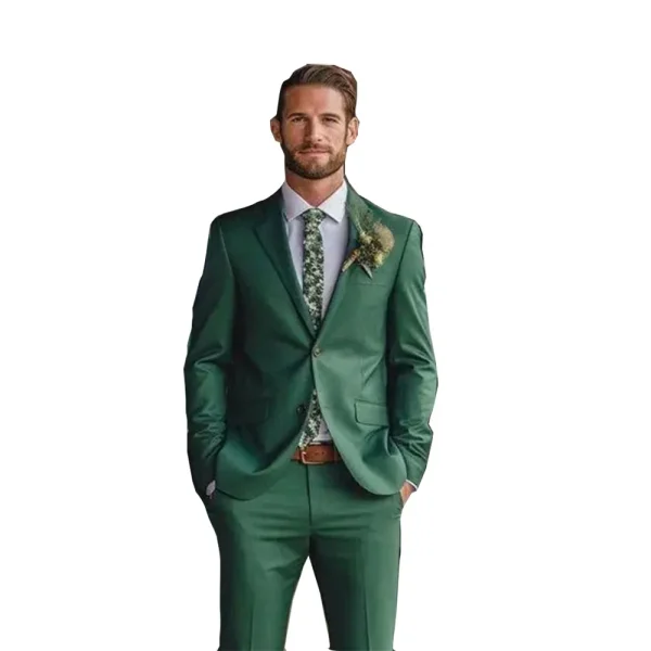 Stylish Men's Single-breasted, Notch, Lapel, Slim-Fit Blazer, Two-Piece Jacket, Pants, and Costume for Groomsmen - Image 4