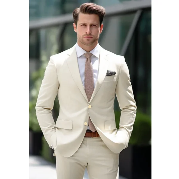 Elegant Men's Suit Wedding Groom Attire Elegant Two-Piece Jacket Pants with a Single Breasted Notch Lapel Terno - Image 3