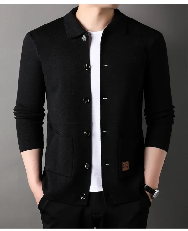 New Men's Long-Sleeved Sweater Youth Popularity Cardigan for Fall and Winter Men's Youth Thin Coat with Lapel Sweater Knitwear - Image 10