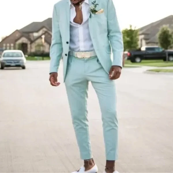 Beach Wedding Men's Suits Stylish Groom Blazer Formal Event Full Sets Slim Fit Costume Homme Terno Single Breasted Notch Lapel - Image 2