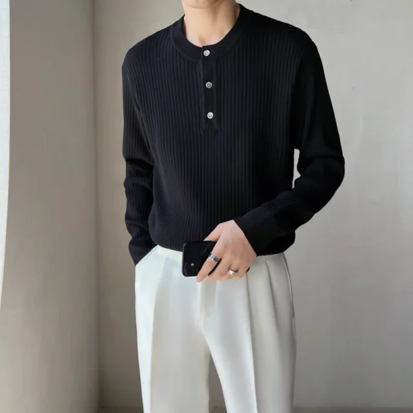 Turtleneck sweater with stripes, cozy knit sweater for young men in the fall and winter, and everyday casual sweater for men. - Image 4