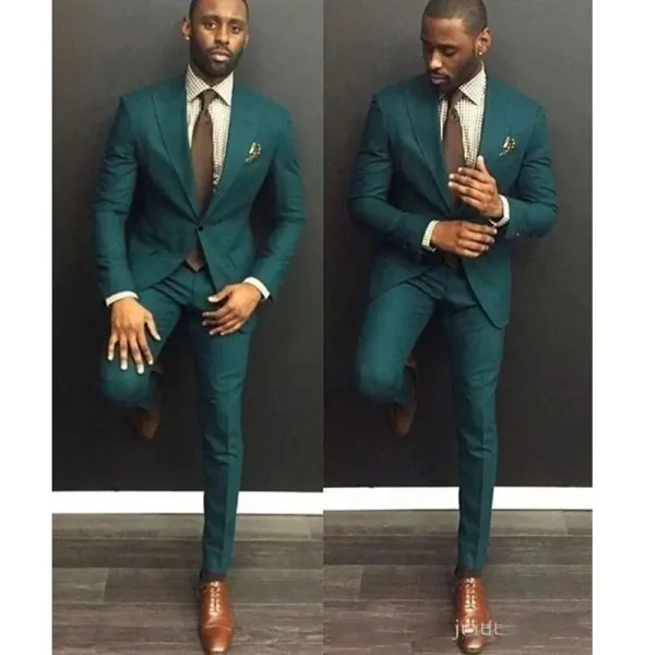 Men's Slim Fit Suits Elegant Wedding Full Set Terno Blazer with Single Breasted Peak Lapel, Premium Two-Piece Jacket and Pant Set - Image 2