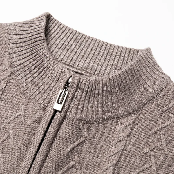 Warm, long-sleeved, solid-colored, half-zip men's pullover sweater with a half-high collar for fall and winter. - Image 5