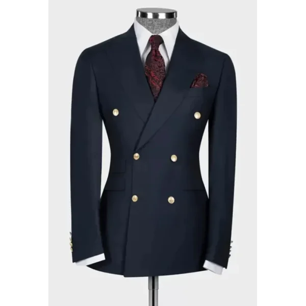 Premium Men's Slim Fit Double-breasted Peak Lapel Skinny Blazer Prom Party Outfits for Men's Luxury Two-Piece Jackets and Trousers - Image 2