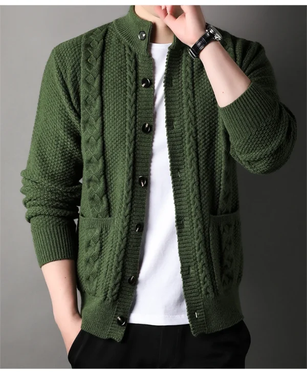 A trendy long-sleeved cardigan with a half-high collar, this new men's knitted sweater has retro twist. - Image 12