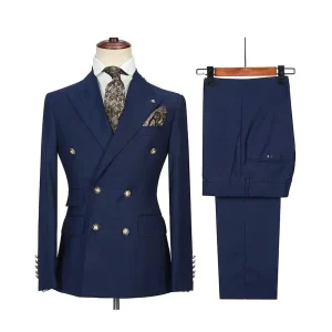 Chic Office Two-Piece Jacket, Double-breasted Peak Lapel, Slim-Fit Wedding Outfit, Blazer, Pants, Terno