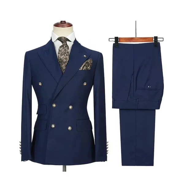 Chic Office Two-Piece Jacket, Double-breasted Peak Lapel, Slim-Fit Wedding Outfit, Blazer, Pants, Terno