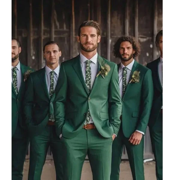 Stylish Men's Single-breasted, Notch, Lapel, Slim-Fit Blazer, Two-Piece Jacket, Pants, and Costume for Groomsmen - Image 3