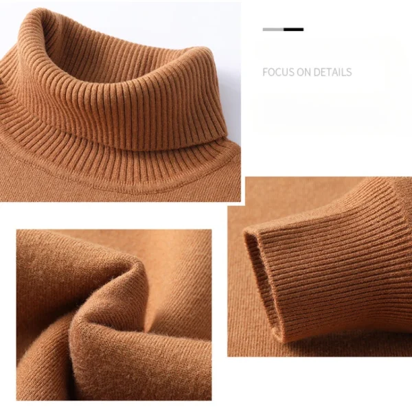 Men's Premium Turtleneck Sweater, Long-Sleeved Slim Fit Pullover, Stylish, Good-Looking, Pure-Color T-Shirt - Image 3