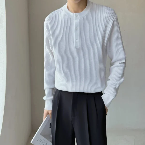 Turtleneck sweater with stripes, cozy knit sweater for young men in the fall and winter, and everyday casual sweater for men. - Image 3