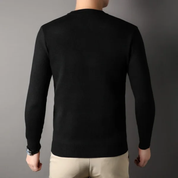 Men's Long-Sleeved Sweater with Matching Top Gray and Black Color for Autumn and Winter Young Fashion Knitwear - Image 2