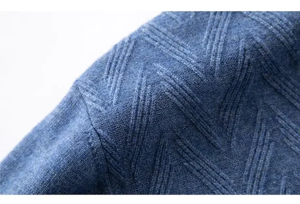 Superior quality V-neck pullover knitted sweater, daily slim-fit base shirt, thickened and warm men's sweater.Shirt with Dark Stripes - Image 15