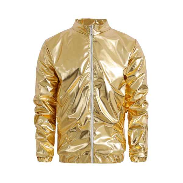 Gold Fashion Coats, Harajuku Hip Hop Reflective Jackets, Nightclub Stage Party Jackets, and Men's Windbreaker Jackets - Image 3