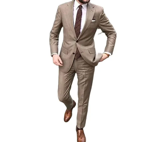 Superior Men's Solid Color Suit, Slim Two-Piece Jacket, Single-Breast, Notch Lapel Blazer, Formal Business Wear - Image 3