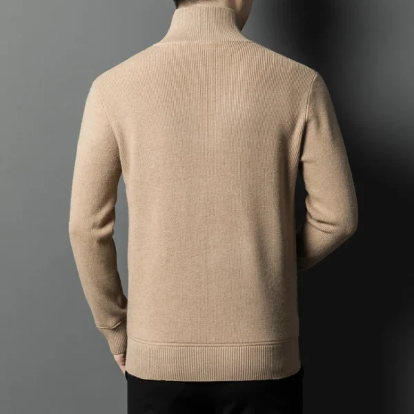 Men's Solid Color Long-Sleeved Stretch Cardigan, Warm Sweater for Everyday Casual.Jacket for Fall - Image 3