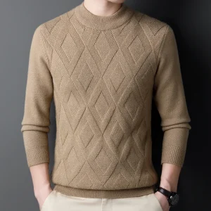 Stretchable solid color base shirt, thick, warm turtleneck sweater with an O-neck that is perfect for daily commuting