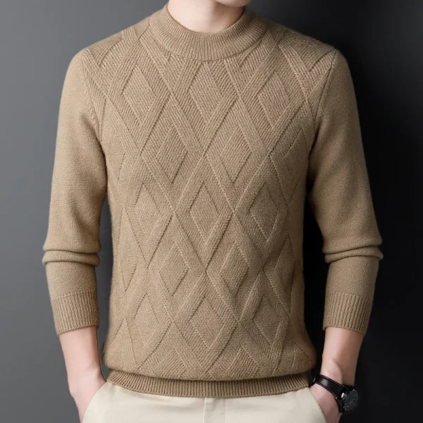Stretchable solid color base shirt, thick, warm turtleneck sweater with an O-neck that is perfect for daily commuting