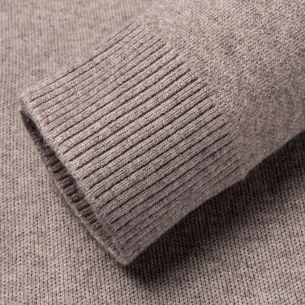 Warm, long-sleeved, solid-colored, half-zip men's pullover sweater with a half-high collar for fall and winter. - Image 14