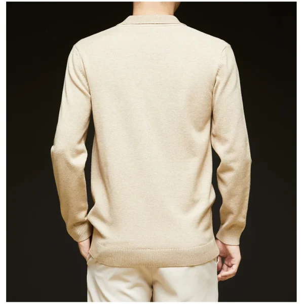 Men's business casual sweater with a V-neck in a plain color, warm ribbed pullover for fall 2025. - Image 2