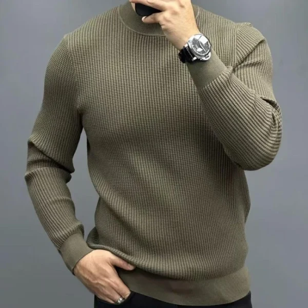 Superior Men's Solid Color Long-Sleeved O-neck Sweater, Ideal for Everyday Casual Wear in the Fall and Winter.