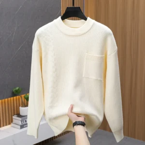 Stylish new men's pullover for fall and winter, featuring a solid color and a thickened o-neck.