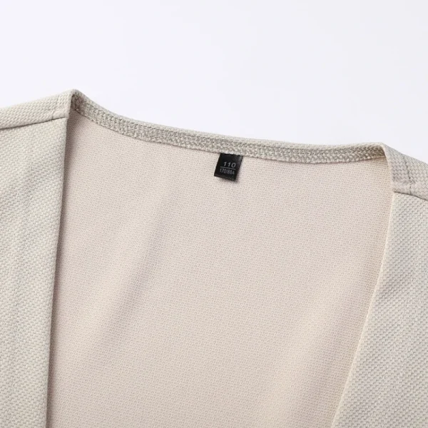 Men's autumn long-sleeved cardigan in a light tone, with a V-neck, buttonless jacket, and casual sweater for everyday use. Stretchable - Image 3