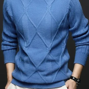 Superior Men's Solid Color Men's Cozy Pullover Knitted Sweater for Autumn and Winter 2024.