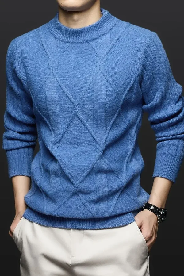 Superior Men's Solid Color Men's Cozy Pullover Knitted Sweater for Autumn and Winter 2024.