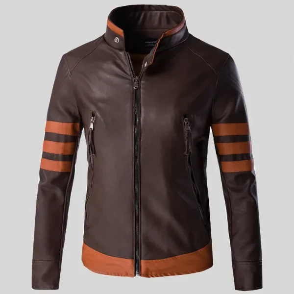 Men's Wolverine Casual PU Leather Locomotive Coat Bomber Jacket Slim Coats with Zipper, 2025