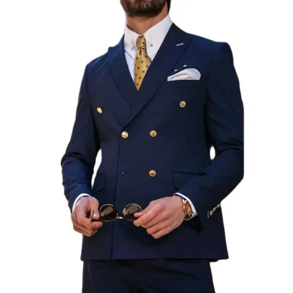 Best Men's Wedding Blazer Suits for 2025 Double-breasted, peak-lapel, two-piece jacket and pants sets, premium men's apparel Terno