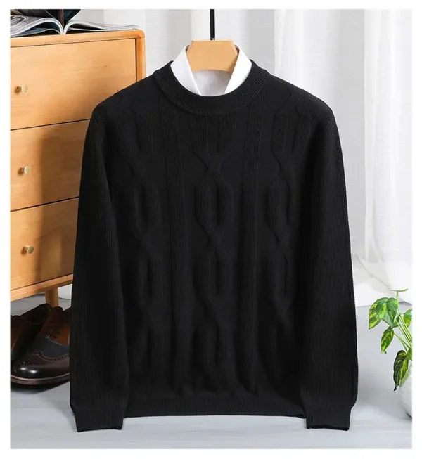 Premium Men's Autumn and Winter Warm Sweater, O-neck Solid Color Pullover Sweater, Daily Slim-fit Bottoming Shirt. - Image 11