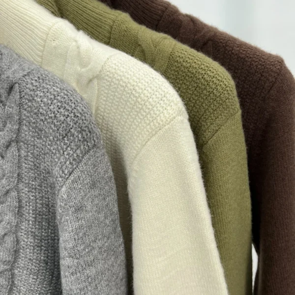 Trendy Men's Half Zip Wool Sweater 2024 Autumn Winter New Casual Style High Neck Knitted Pullover in Thick Solid Color - Image 3
