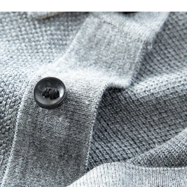 Men's business casual long-sleeved polo shirt, premium autumnal new product for 2024, everyday cozy solid-colored sweater - Image 5