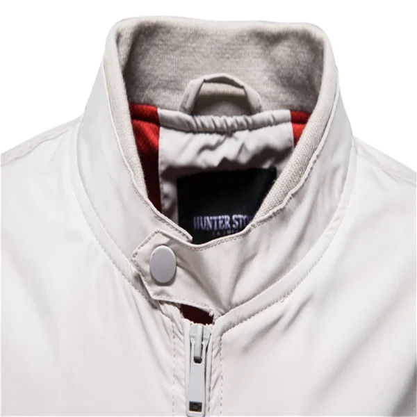 Fall High Quality Slim Fit Men's Baseball Jacket in Solid Color, Casual Stand Collar Bomber Jacket - Image 2