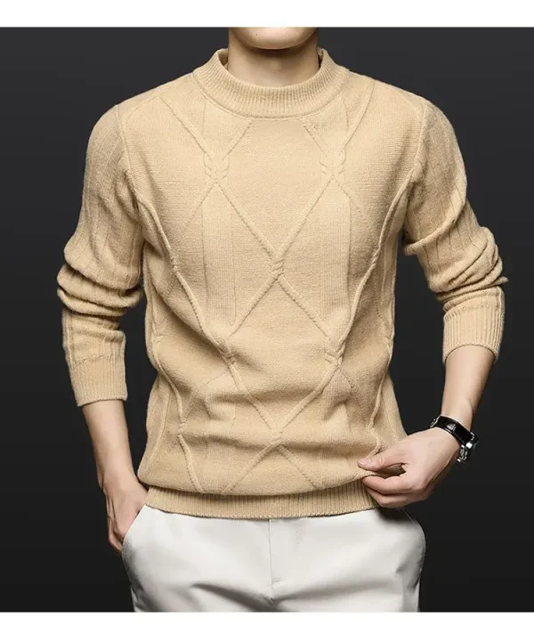 Superior Men's Solid Color Men's Cozy Pullover Knitted Sweater for Autumn and Winter 2024. - Image 7