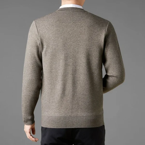 V-neck Business Casual Stylish Men's Cardigan 2024 Warm Thick British Style Plaid Knit Sweater for Autumn and Winter. - Image 3