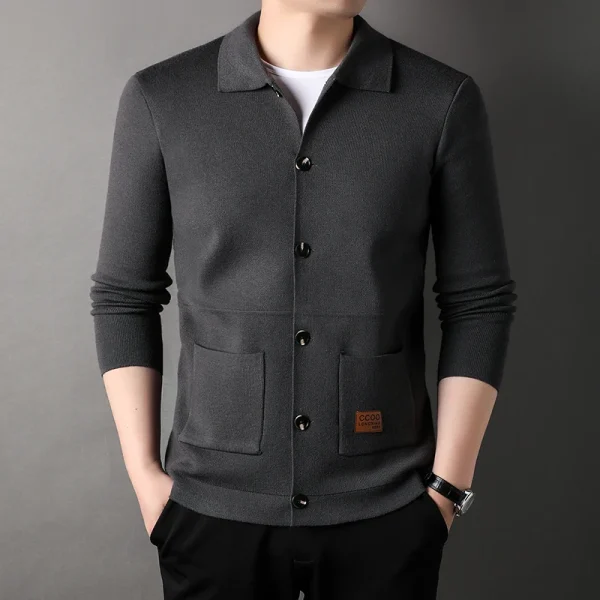 New Men's Long-Sleeved Sweater Youth Popularity Cardigan for Fall and Winter Men's Youth Thin Coat with Lapel Sweater Knitwear - Image 4