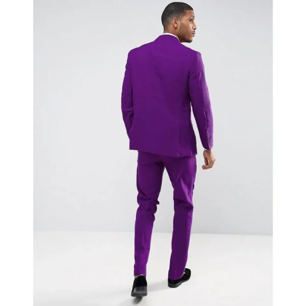 Formal Slim-Fit Purple Men's Suits Party Complete Sets: One Breatched Peak Lapel Regular Length Luxury Two-Piece Jacket and Pants - Image 4
