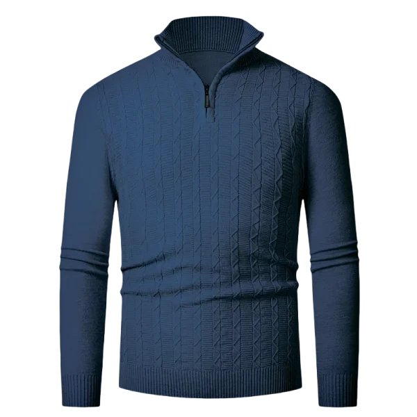 Men's Long-Sleeved Sweater with Half Zipper Collar, Youth Casual Bottoming Warm Top, Premium Knitted T-Shirt for Autumn and Winter - Image 2