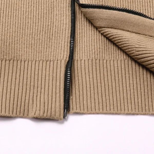 Guaranteed Zipper Product Quality Warm Cardigan Men's High Neck Daily Commute Sweater for Autumn and Winter.Knit Sweater with Stripes - Image 5