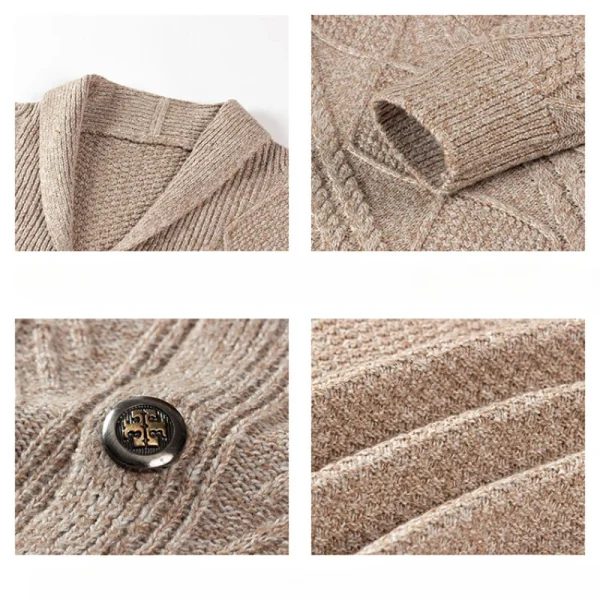 Men's Casual Sweater, Youth Lapels Long Sleeve Coat, Camel Black Gray Warm Sweater, New Men's Knitted Cardigan - Image 4