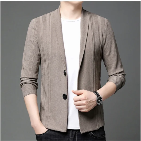 Superior Men's Knitted Sweater, Spring and Fall Knitted Cardigan, Everyday Use, Stylish Travel Coat - Image 2