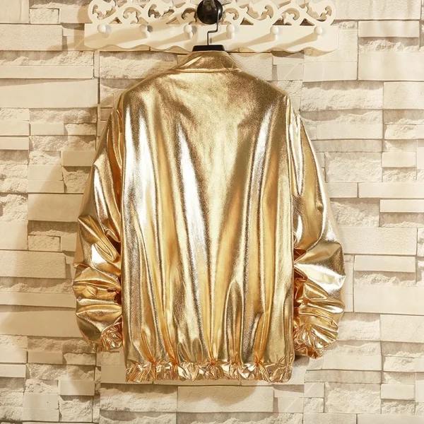 Gold Fashion Coats, Harajuku Hip Hop Reflective Jackets, Nightclub Stage Party Jackets, and Men's Windbreaker Jackets - Image 2