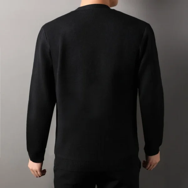 New Fall Men's Solid Color V-neck Zipper Cardigan, Stretchable, Loose, Warm Knitted Cardigan for Business Casual Everyday Wear. - Image 2